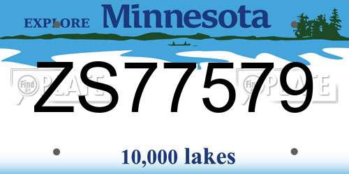ZS77579 Minnesota License Plate