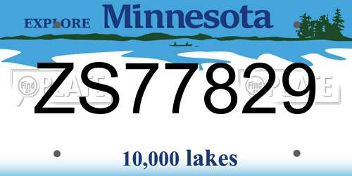 ZS77829 Minnesota License Plate