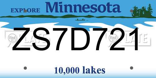 ZS7D721 Minnesota License Plate