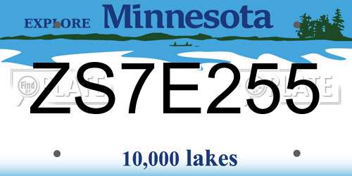 ZS7E255 Minnesota License Plate