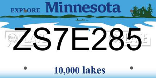 ZS7E285 Minnesota License Plate