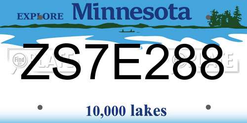 ZS7E288 Minnesota License Plate