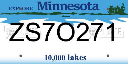 ZS7O271 Minnesota License Plate