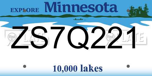 ZS7Q221 Minnesota License Plate