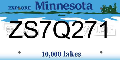 ZS7Q271 Minnesota License Plate