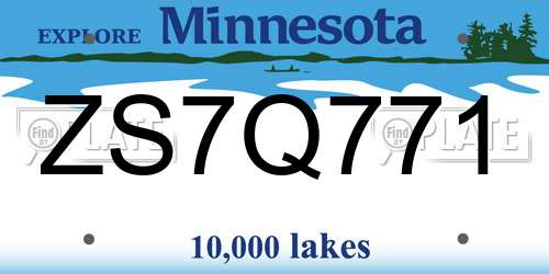 ZS7Q771 Minnesota License Plate