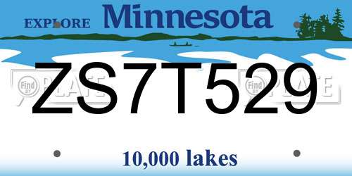 ZS7T529 Minnesota License Plate