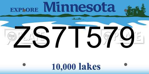 ZS7T579 Minnesota License Plate