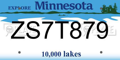 ZS7T879 Minnesota License Plate