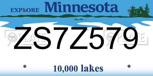ZS7Z579 Minnesota License Plate