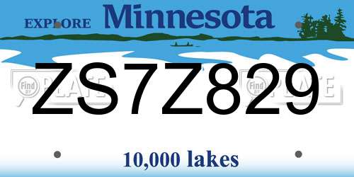 ZS7Z829 Minnesota License Plate