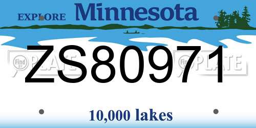 ZS80971 Minnesota License Plate