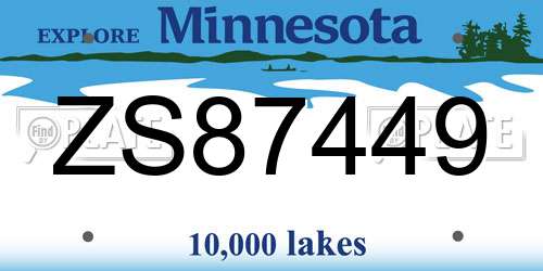 ZS87449 Minnesota License Plate