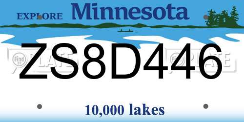ZS8D446 Minnesota License Plate