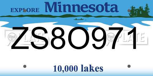 ZS8O971 Minnesota License Plate