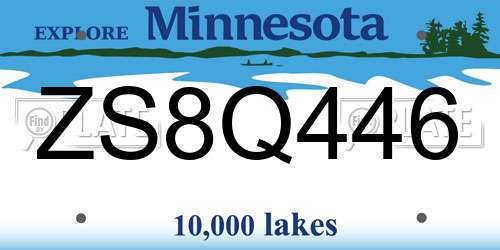 ZS8Q446 Minnesota License Plate
