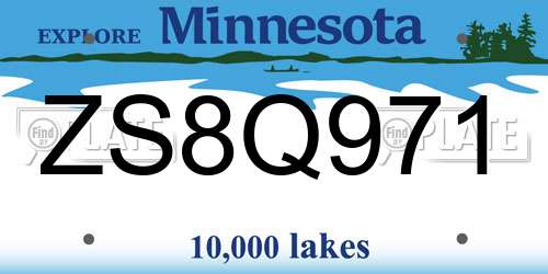 ZS8Q971 Minnesota License Plate