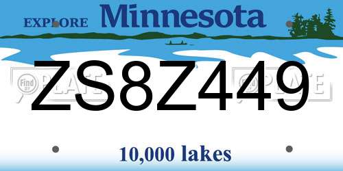 ZS8Z449 Minnesota License Plate