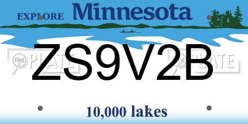 ZS9V2B Minnesota License Plate