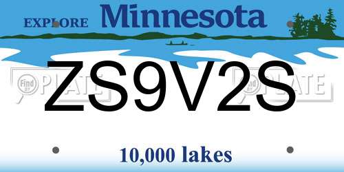 ZS9V2S Minnesota License Plate