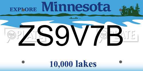 ZS9V7B Minnesota License Plate