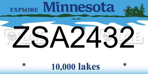 ZSA2432 Minnesota License Plate