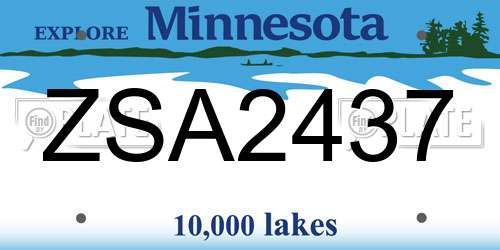 ZSA2437 Minnesota License Plate