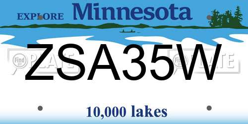 ZSA35W Minnesota License Plate