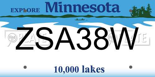 ZSA38W Minnesota License Plate