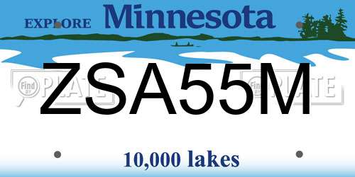 ZSA55M Minnesota License Plate