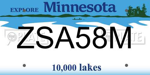 ZSA58M Minnesota License Plate