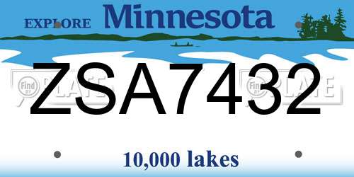 ZSA7432 Minnesota License Plate