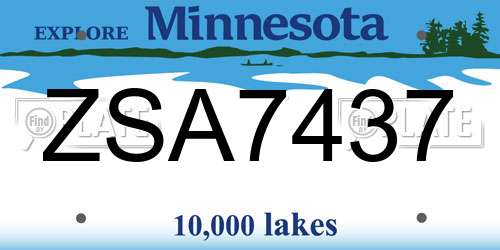 ZSA7437 Minnesota License Plate