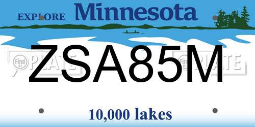 ZSA85M Minnesota License Plate