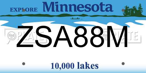 ZSA88M Minnesota License Plate