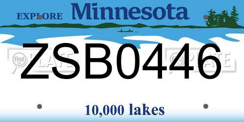 ZSB0446 Minnesota License Plate