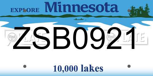 ZSB0921 Minnesota License Plate