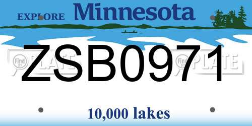 ZSB0971 Minnesota License Plate