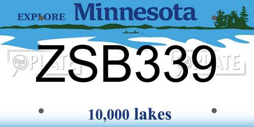 ZSB339 Minnesota License Plate
