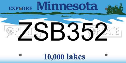 ZSB352 Minnesota License Plate