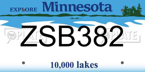 ZSB382 Minnesota License Plate