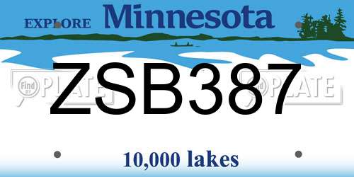 ZSB387 Minnesota License Plate