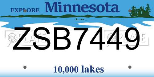 ZSB7449 Minnesota License Plate