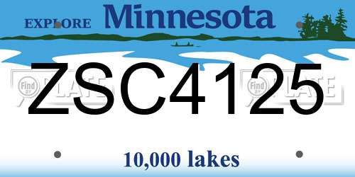 ZSC4125 Minnesota License Plate