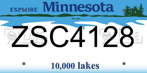 ZSC4128 Minnesota License Plate