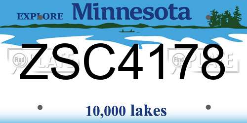 ZSC4178 Minnesota License Plate