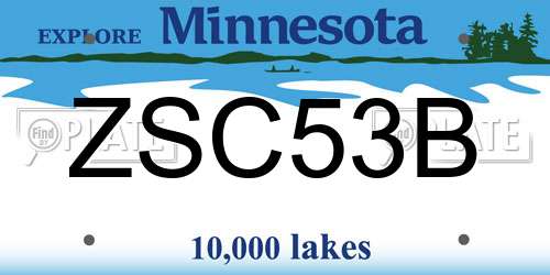 ZSC53B Minnesota License Plate