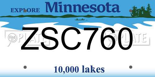 ZSC760 Minnesota License Plate