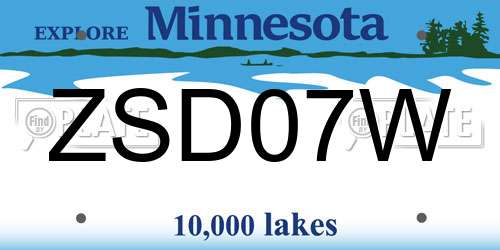 ZSD07W Minnesota License Plate