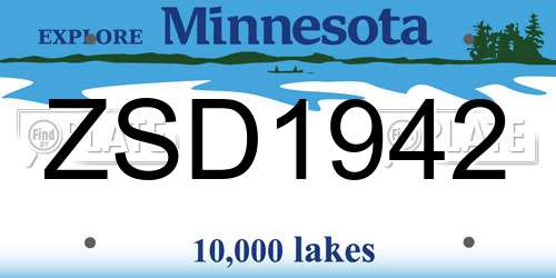 ZSD1942 Minnesota License Plate